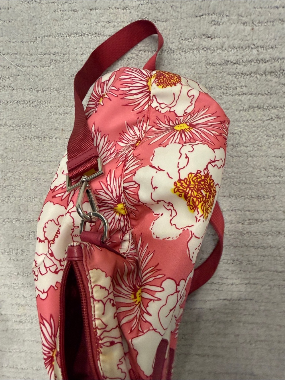 Prada Pink Floral Tote with Red Strap - Picture 12 of 12